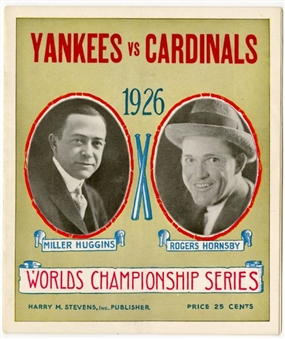 1926 World Series Program – Game 2 with St. Louis Cardinals at New York Yankees 